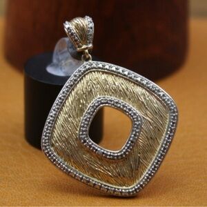 Ross Simon’s 925 Elegant Gold and Silver Textured Modernist Pendant